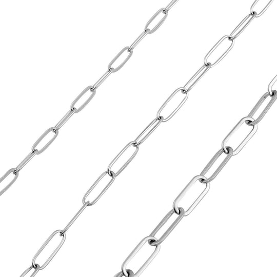 EVER TRUE 3er- Set - Büroklammerketten ca. 46 cm, 56 cm, 65 cm, 316L Edelstahl Roséfarben