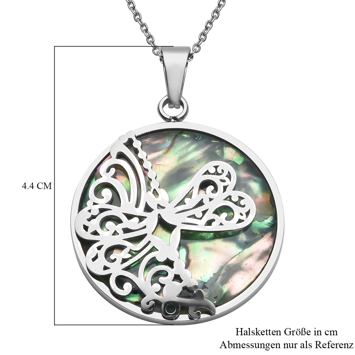 Abalone Muschel-Anhänger mit Kette, 50 cm, Edelstahl ca. 1,00 ct