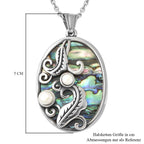 Abalone Muschel und Weiße Muschelkernperle Anhänger mit Kette ca. 50 cm Edelstahl ca. 4,00 ct
