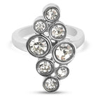2er- Set weißer Kristall-Ring und Anhänger mit Kette, ca. 50 cm, Edelstahl