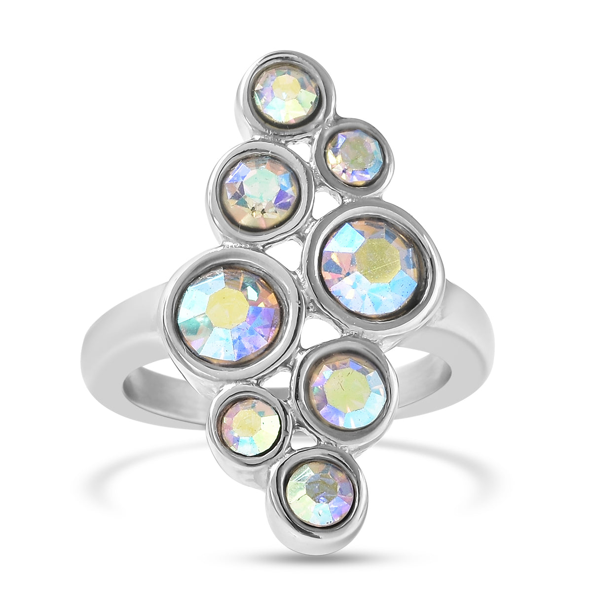 2er- Set Kristall Ring und Anhänger mit Kette ca. 50 cm Edelstahl