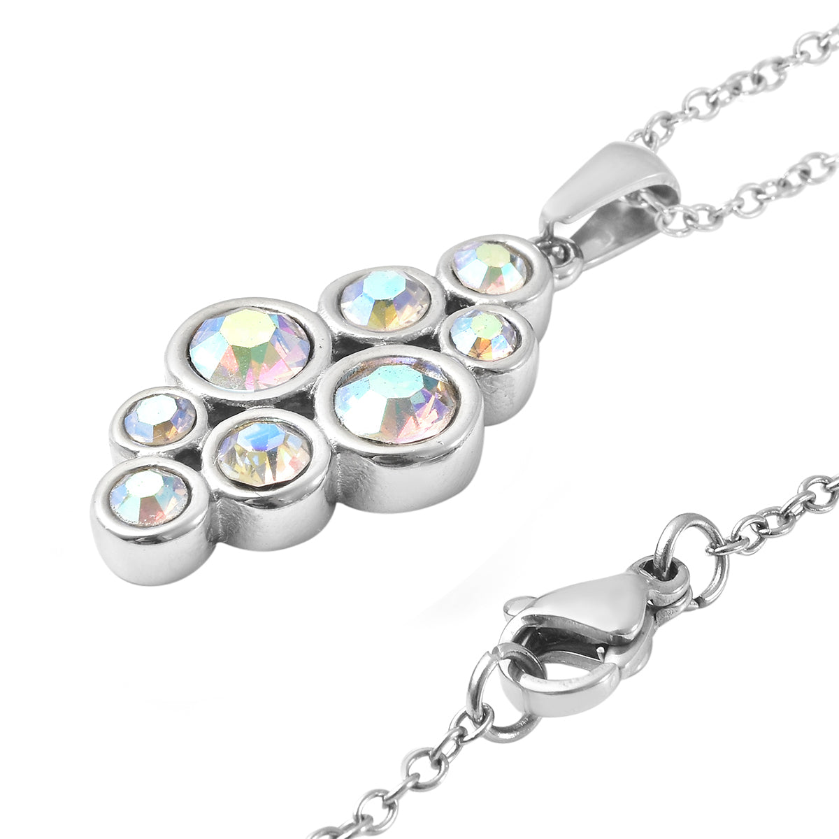 2er- Set Kristall Ring und Anhänger mit Kette ca. 50 cm Edelstahl