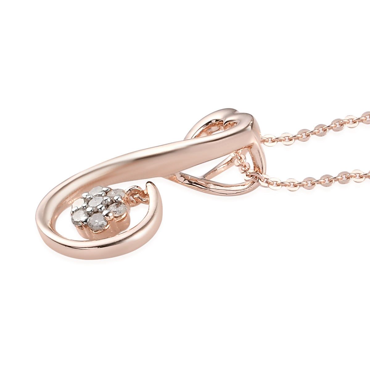 Diamant-Anhänger mit Kette, 50 cm, 925 Silber Roségold Vermeil ca. 0.10 ct