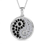 Weißer Zirkon und schwarzer Spinell Anhänger mit Kette, 925 Silber platiniert ca. 2,12 ct
