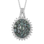 Alexandrit und Zirkon Anhänger mit Silberkette 50 cm 925 Silber platiniert ca. 2,02 ct