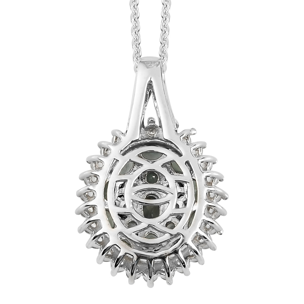 Alexandrit und Zirkon Anhänger mit Silberkette 50 cm 925 Silber platiniert ca. 2,02 ct