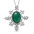 Grüner Onyx und Zirkon-Anhänger mit Kette, 50 cm, Edelstahl ca. 5,68 ct