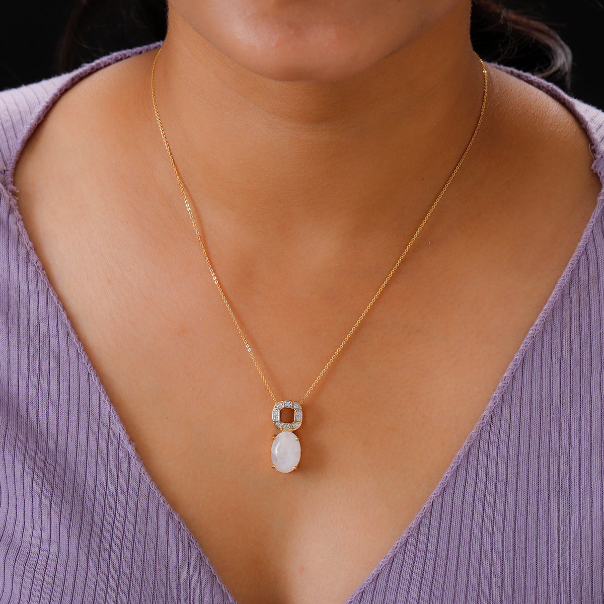 Premium Regenbogen Mondstein und Zirkon Anhänger mit  kette 50 cm 25 Silber vergoldet ca. 8,38 ct