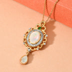 Natürlicher, äthiopischer Opal und mehrfarbiger Edelstein-Anhänger mit Kette, 50 cm, 925 Silber Gelbgold Vermeil ca. 2,02 ct