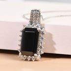 Elite Shungit und Zirkon Anhänger mit Silberkette 50 cm 925 Silber platiniert ca. 7,18 ct