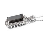 Elite Shungit und Zirkon Anhänger mit Silberkette 50 cm 925 Silber platiniert ca. 7,18 ct