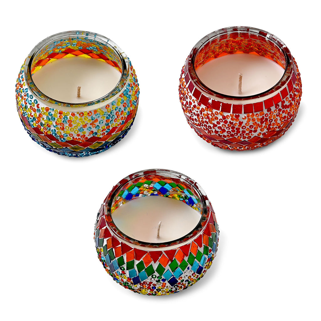 Handgefertigte Mosaikglas mit Sojawachs-Duftkerze 36 Std. Brenndauer 8ml natürliches Öl