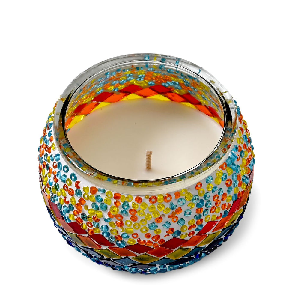 Handgefertigte Mosaikglas mit Sojawachs-Duftkerze 36 Std. Brenndauer 8ml natürliches Öl