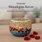 Handgefertigte Mosaikglas mit Sojawachs-Duftkerze 36 Std. Brenndauer 8ml natürliches Öl