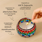 Handgefertigte Mosaikglas mit Sojawachs-Duftkerze 36 Std. Brenndauer 8ml natürliches Öl