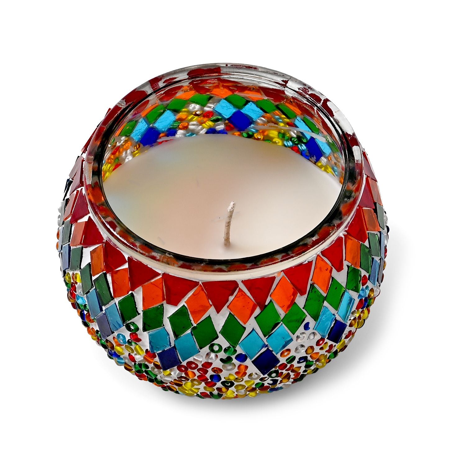 Handgefertigte Mosaikglas mit Sojawachs-Duftkerze 36 Std. Brenndauer 8ml natürliches Öl