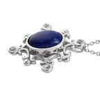 Lapislazuli und Zirkon-Anhänger mit Kette, 50 cm, Edelstahl ca. 6,80 ct
