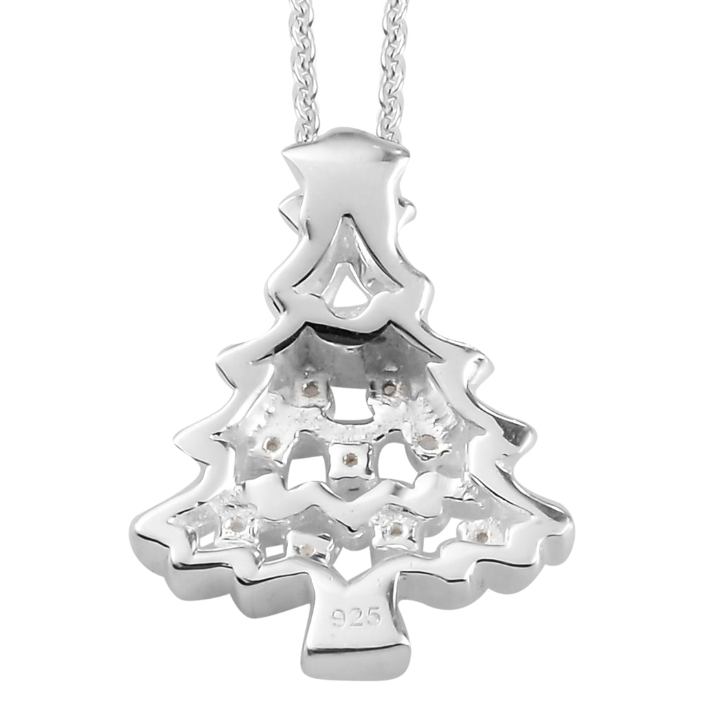 Natürlicher Weißer Zirkon Anhänger mit Boxkette ca. 50 cm 925 Silber platiniert ca. 0,08 ct