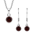2er Set - Roter Granat-Anhänger mit Kette und Ohrringe, 925 Silber Edelstahl, ca. 3.48 ct