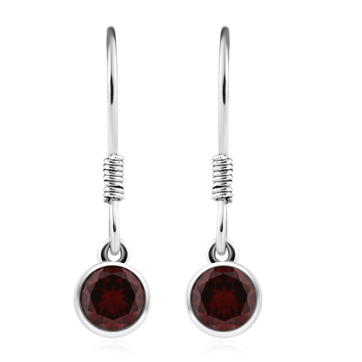 2er Set - Roter Granat-Anhänger mit Kette und Ohrringe, 925 Silber Edelstahl, ca. 3.48 ct