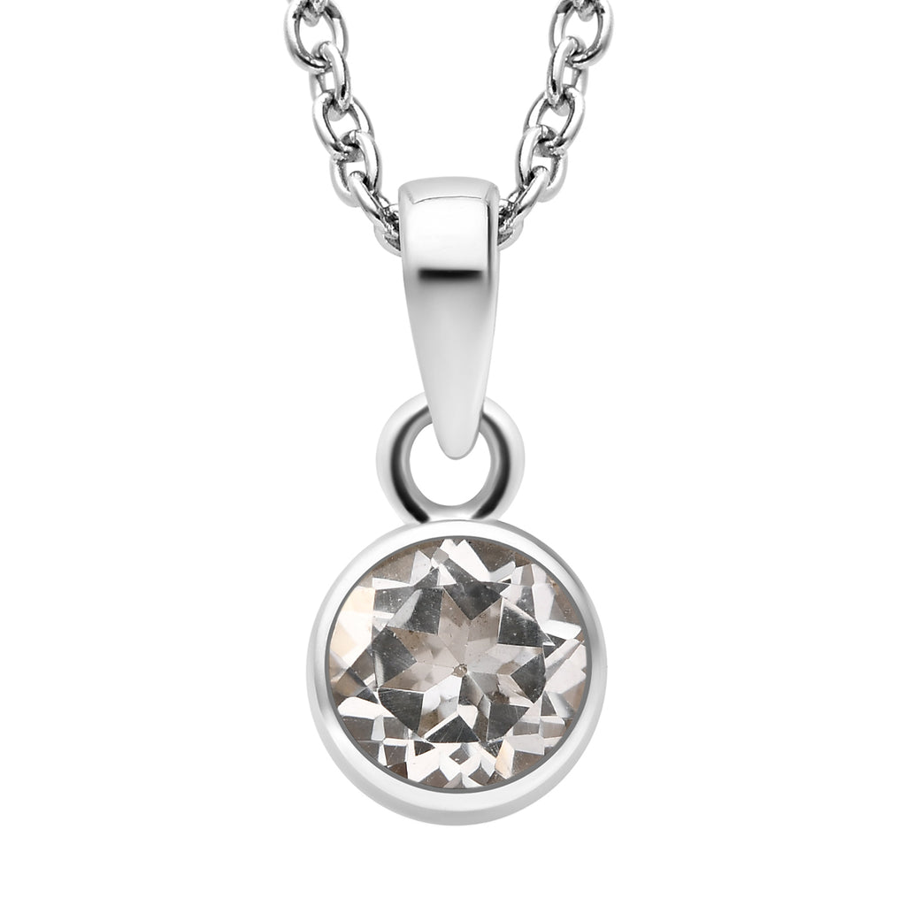 2er Set - Weißer Topas-Anhänger mit Kette und Ohrringe, 925 Silber Edelstahl, ca. 3.50 ct