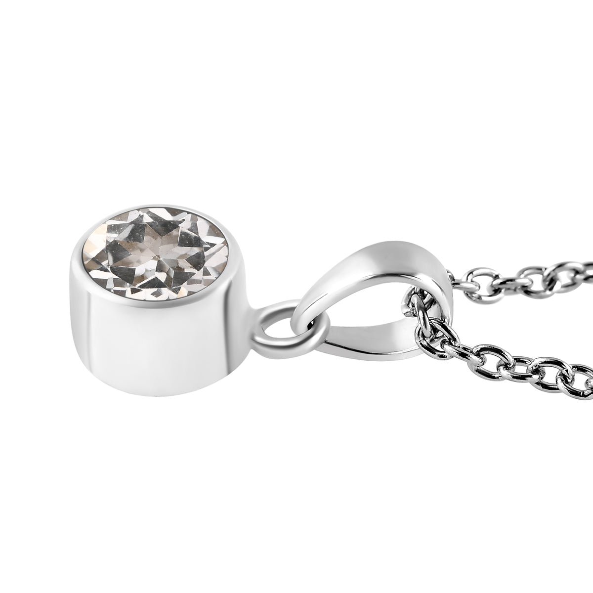 2er Set - Weißer Topas-Anhänger mit Kette und Ohrringe, 925 Silber Edelstahl, ca. 3.50 ct