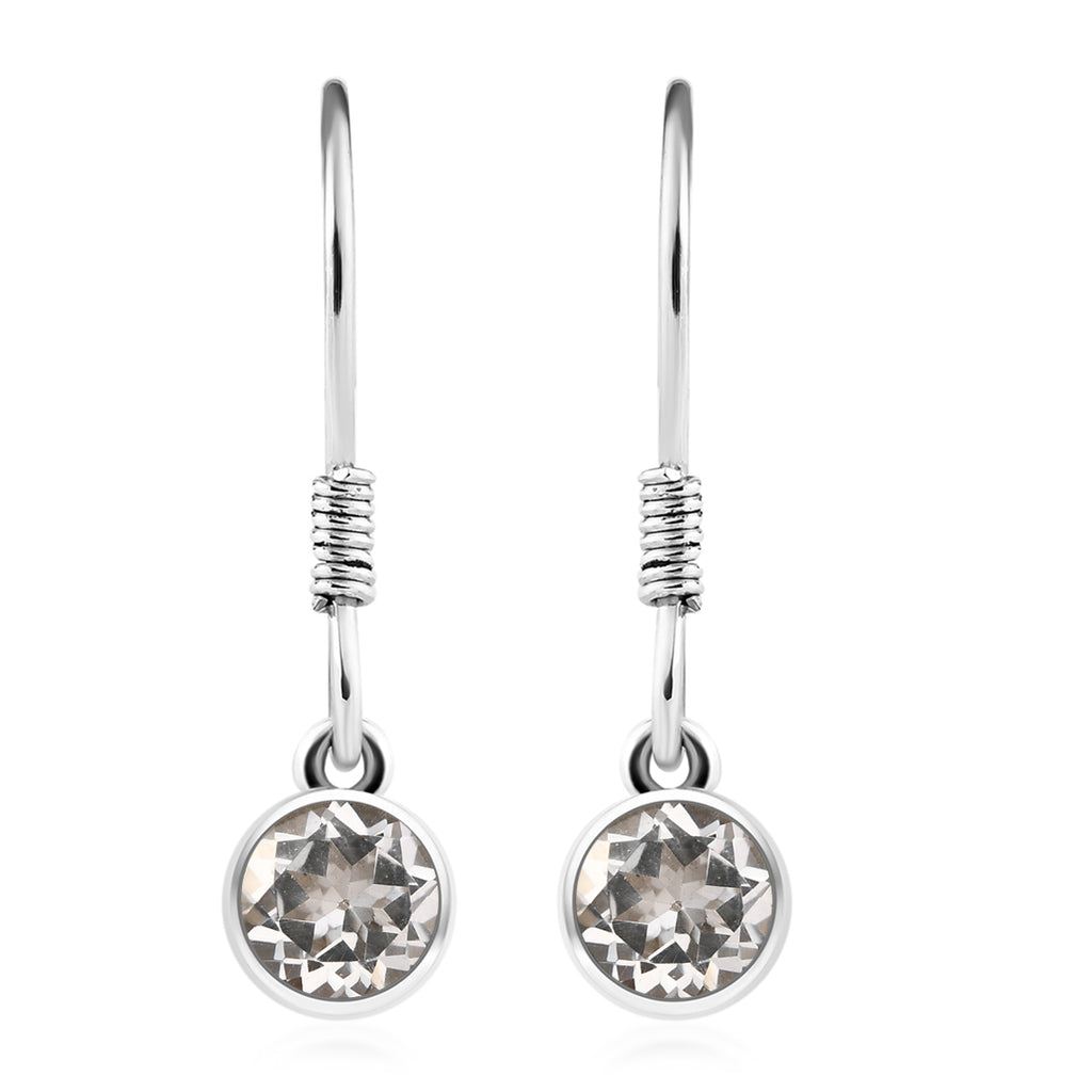2er Set - Weißer Topas-Anhänger mit Kette und Ohrringe, 925 Silber Edelstahl, ca. 3.50 ct