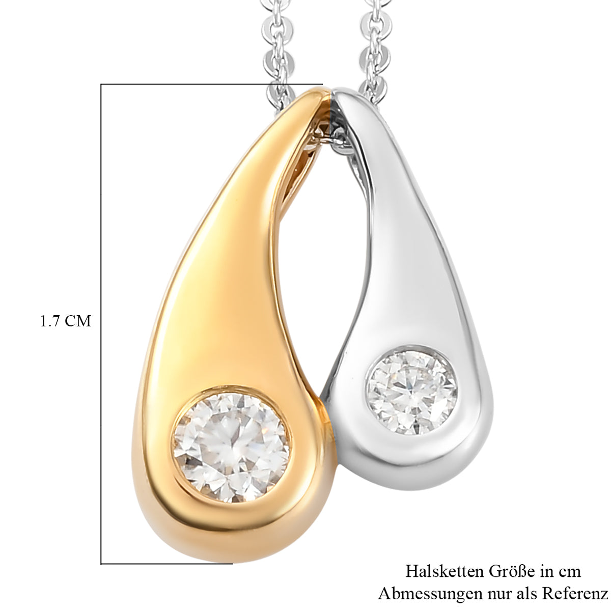 88 Facetten Moissanit-Anhänger mit Silberkette, ca. 50 cm, 925 Silber Bicolor ca. 0,34 ct