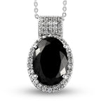 Elite Shungit und Zirkon Anhänger mit Silberkette ca. 50 cm 925 Silber platiniert ca. 4,55 ct