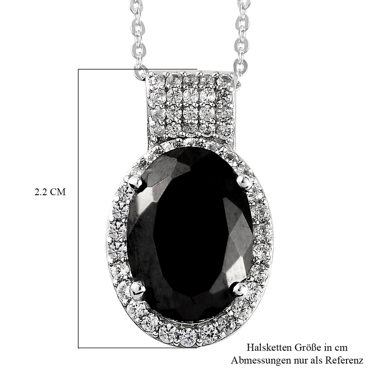 Elite Shungit und Zirkon Anhänger mit Silberkette ca. 50 cm 925 Silber platiniert ca. 4,55 ct