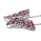 Rhodolith Granat Schmetterling Anhänger mit Silberkette 50 cm 925 Silber platiniert ca. 5,19 ct