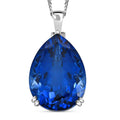Ceylon Farbe - Blauer Quarz-Anhänger mit Silberkette, ca. 50 cm, 925 Silber platiniert ca. 54.23 ct