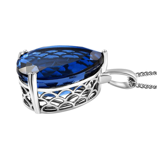 Smaragd-Triplett-Quarz-Anhänger mit Kette, 925 Silber platiniert ca. 50.56 ct