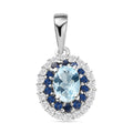 Espirito Santo Aquamarin und blauer Saphir-Anhänger mit Kette, ca. 1,40 ct