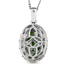 Natürlicher Chromdiopsid und Opal-Anhänger mit Kette, 925 Silber platiniert ca. 3.40 ct