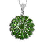 Natürlicher Chromdiopsid-Anhänger mit Kette, 925 Silber platiniert ca. 5.29 ct