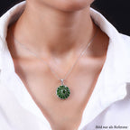 Natürlicher Chromdiopsid-Anhänger mit Kette, 925 Silber platiniert ca. 5.29 ct