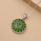 Natürlicher Chromdiopsid-Anhänger mit Kette, 925 Silber platiniert ca. 5.29 ct