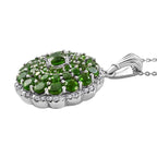 Natürlicher Chromdiopsid-Anhänger mit Kette, 925 Silber platiniert ca. 5.29 ct