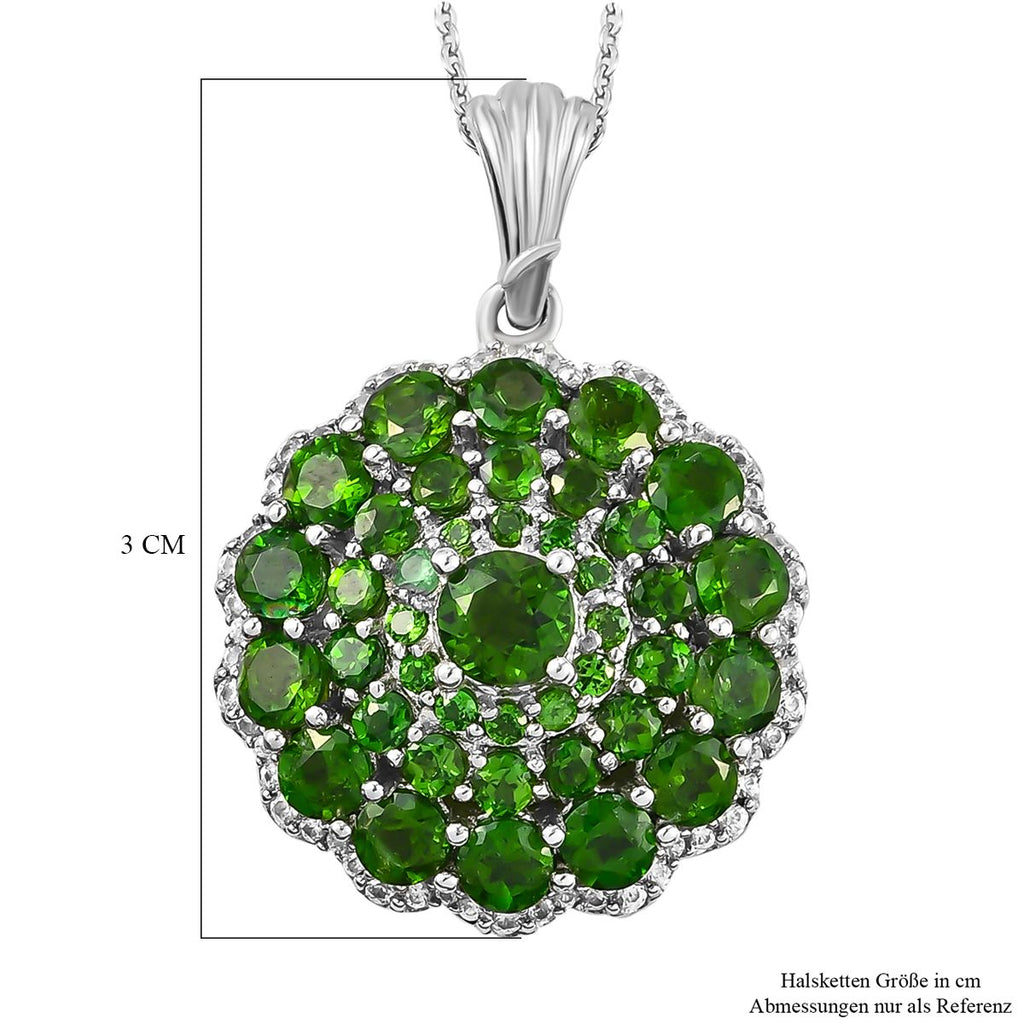 Natürlicher Chromdiopsid-Anhänger mit Kette, 925 Silber platiniert ca. 5.29 ct