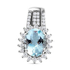 Espirito Santo Aquamarin und weißer Zirkon-Anhänger mit Kette, ca. 1.96 ct
