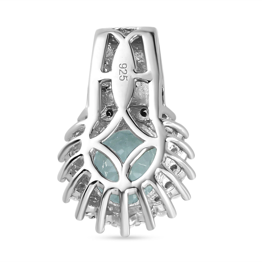 Espirito Santo Aquamarin und weißer Zirkon-Anhänger mit Kette, ca. 1.96 ct