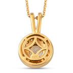 AAA Turkizit und weißer Zirkon-Anhänger mit Kette, ca. 50 cm, 925 Silber Gelbgold Vermeil ca. 0.88 ct
