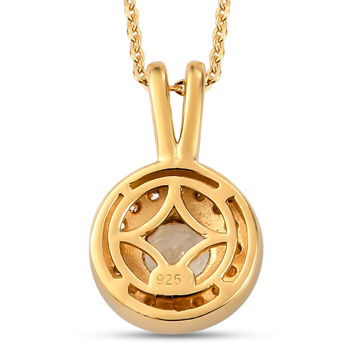 AAA Turkizit und weißer Zirkon-Anhänger mit Kette, ca. 50 cm, 925 Silber Gelbgold Vermeil ca. 0.88 ct