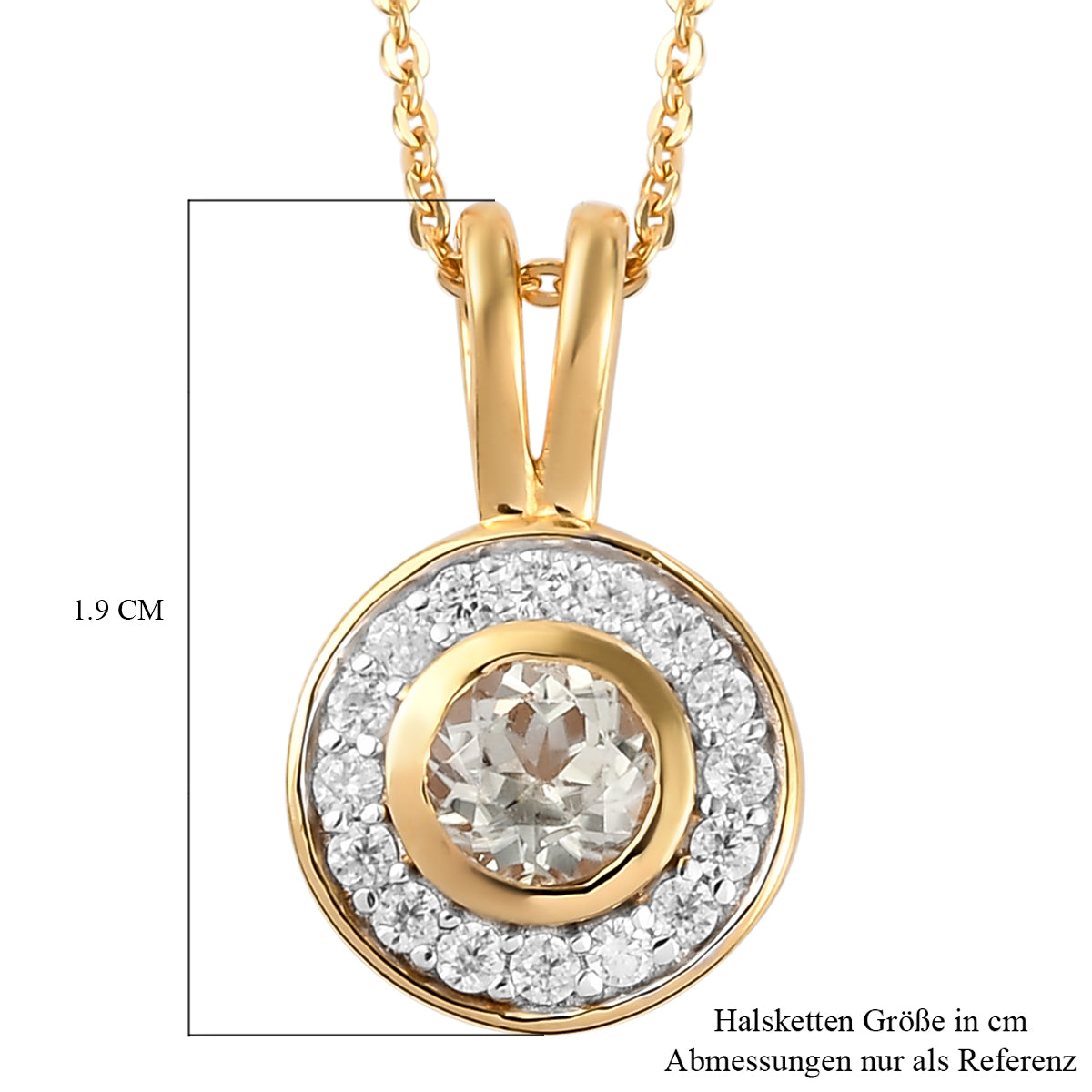 AAA Turkizit und weißer Zirkon-Anhänger mit Kette, ca. 50 cm, 925 Silber Gelbgold Vermeil ca. 0.88 ct