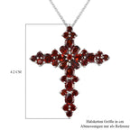 Roter Granat Kreuz-Anhänger mit Kette, ca. 6,16 ct