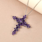 Afrikanischer Amethyst Kreuz-Anhänger mit Kette, ca. 4,29 ct