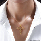 Citrin Kreuz-Anhänger mit Kette, 925 Silber vergoldet ca. 4,81 ct