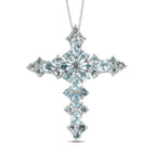 Himmelblauer Topas Kreuz-Anhänger mit Kette, ca. 5,93 ct