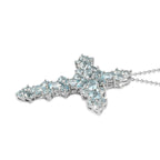 Himmelblauer Topas Kreuz-Anhänger mit Kette, ca. 5,93 ct